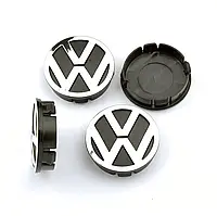 Колпачки на титаны Volkswagen 57/65мм черн/хром. пластик объемный логотип (4шт)