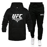 Спортивный костюм мужской теплый UFC с начесом черный Комплект Кофта Штаны зимний на флисе ЮФС