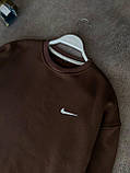 Кофта чоловіча Nike тепла на флісі оверсайз преміум'якість коричнева зимова фліска, фото 2