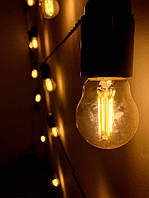 Красивая уличная ретро гирлянда с прозрачными LED лампочками Эдисона теплые
