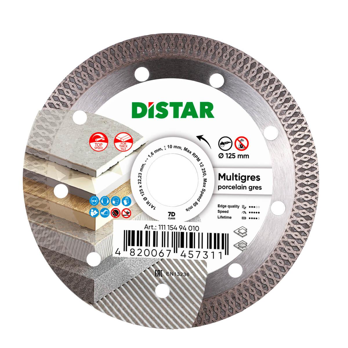 Круг алмазний відрізний Distar 1A1R 125x1,4x10x22,23 Multigres