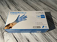 Перчатки нитрил. M Ceros FINGERS Blue 100шт