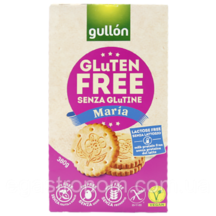 Печиво (без цукру та глютену) марія Гуллон Gullon gluten free maria 380g 10шт/ящ (Код: 00-00013091), фото 1
