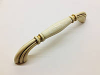 Ручка-скоба современная классика с керамикой GU-M7103 слоновая кость с патиной 128 мм