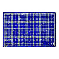 Мат для резки , формат А3, с разметкой, односторонний, полиуретан, толщина 1.5 mm Blue