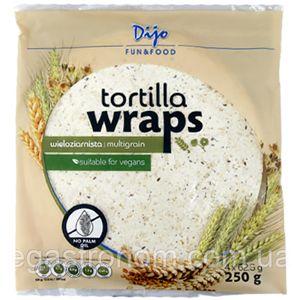 Тортилья багатозернова Діджо Dijo wieloziarnista (4*62,5g) 250g 24шт/ящ (Код: 00-00013214)