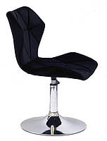 Стілець Torino CH-Base велюр чорний 1011 на хромованій нозі-опорі D-385 mm, поворотний із регулюванням висоти, фото 2