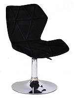 Стілець Torino CH-Base велюр чорний 1011 на хромованій нозі-опорі D-385 mm, поворотний із регулюванням висоти, фото 3