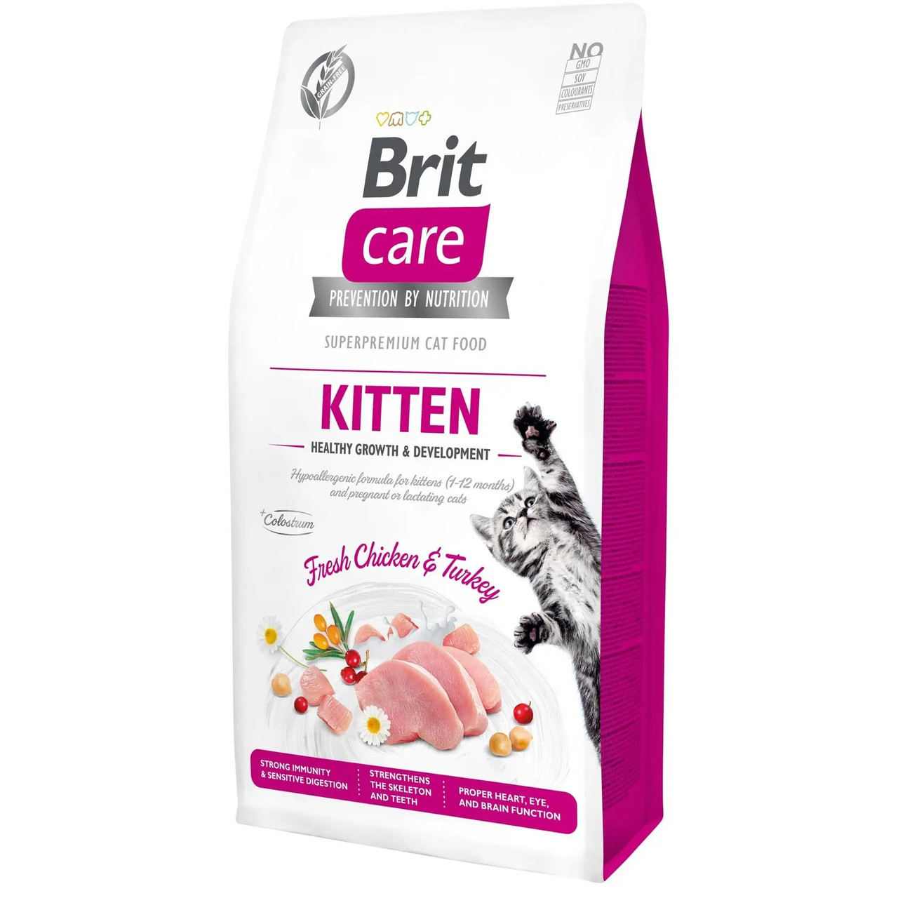 Сухий корм для кошенят Brit Care Cat GF Kitten HGrowth & Development (курка та індичка) 2 кг