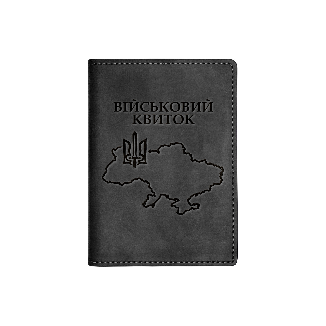 Шкіряна обкладинка на військовий квиток Grande Pelle 140х100 мм шкіра Crazy Horse чорний, фото 1