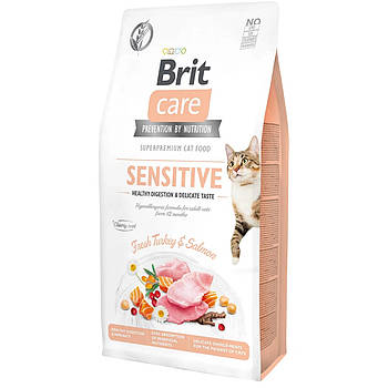 Сухий корм для вибагливих котів Brit Care Cat GFSensitive HDigestion&Delicate Taste (індичка та лосось) 7 кг