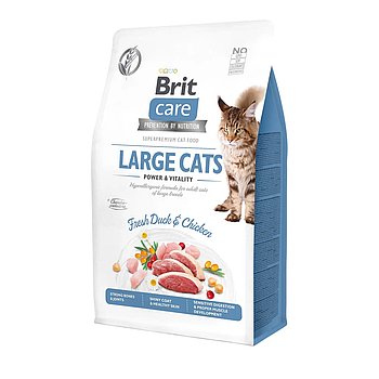 Сухий корм для котів великих порід Brit Care Cat GF Large cats Power & Vitality (курка та качка) 400 г