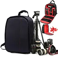 Стильний рюкзак для фототехніки Photo Bag Фоторюкзак із кріпленням для штатива. Чорний з червоним.