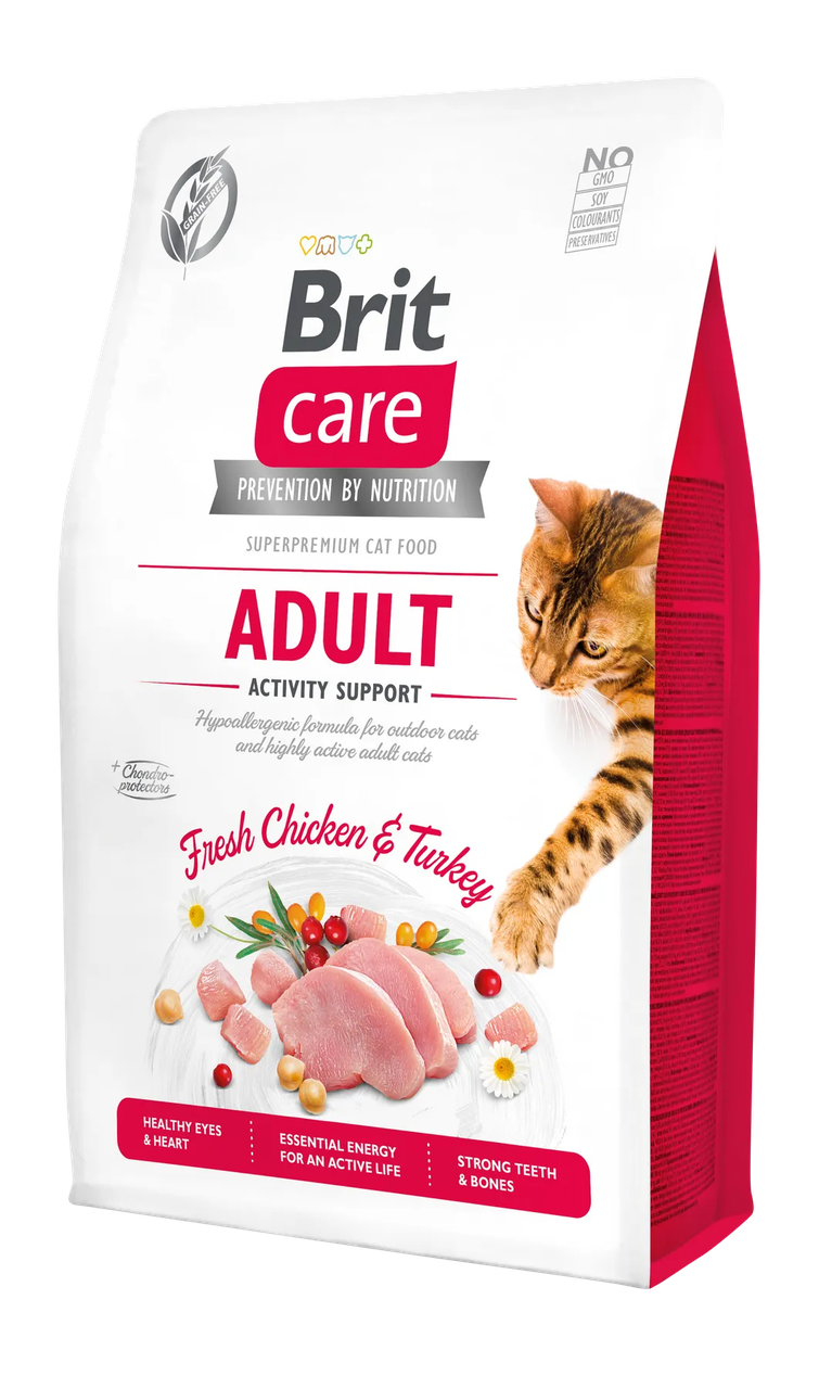 Сухий корм для котів Brit Care Cat GF Adult Activity Support (курка та індичка) 2 кг