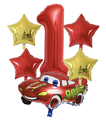 Набір куль у стилі Тачки Маквін, червоний з цифрою