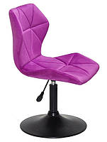 Стілець Torino BK-Base пурпуровий 1022 оксамит на чорній опорі-бліні, поворотний із регулюванням висоти, фото 4