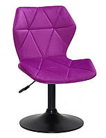 Стілець Torino BK-Base пурпуровий 1022 оксамит на чорній опорі-бліні, поворотний із регулюванням висоти, фото 2