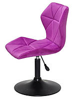 Стілець Torino BK-Base пурпуровий 1022 оксамит на чорній опорі-бліні, поворотний із регулюванням висоти, фото 3