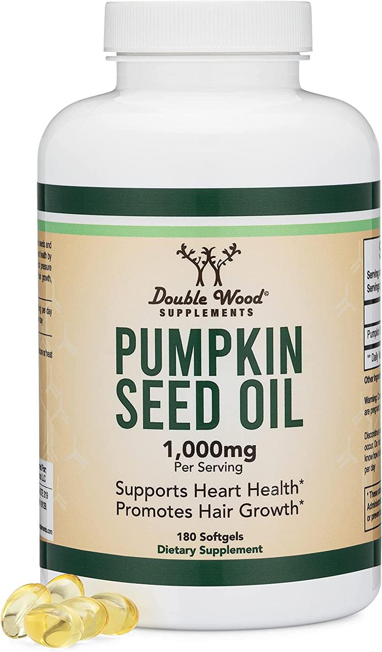 Double Wood Pumpkin Seed Oil / Олія насіння гарбуза Омега-6 для здоров'я серця 180 капсул 09/24