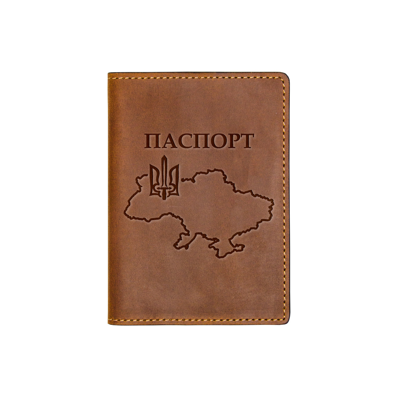 Шкіряна обкладинка на паспорт, теракот, шкіра crazy horse, фото 1
