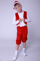 Гном №1. Детский карнавальный костюм велюр (красный)