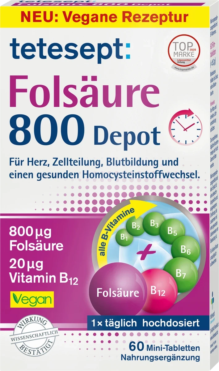 Біологічно активна добавка tetesept Folsäure 800, 60 шт