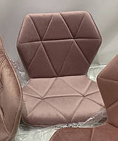 Стілець барний Torino Bar 4 GD-Base оксамит запорошена троянда 1025 на квадратній золотій базі опорі, фото 3