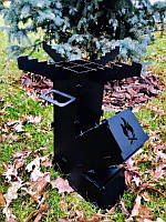 Турбо піч для приготування їжі "Козачка М" (ракетна піч на дровах) З ЖАРОМІЦНИМ ПОКРИТТЯМ +чохол, фото 6