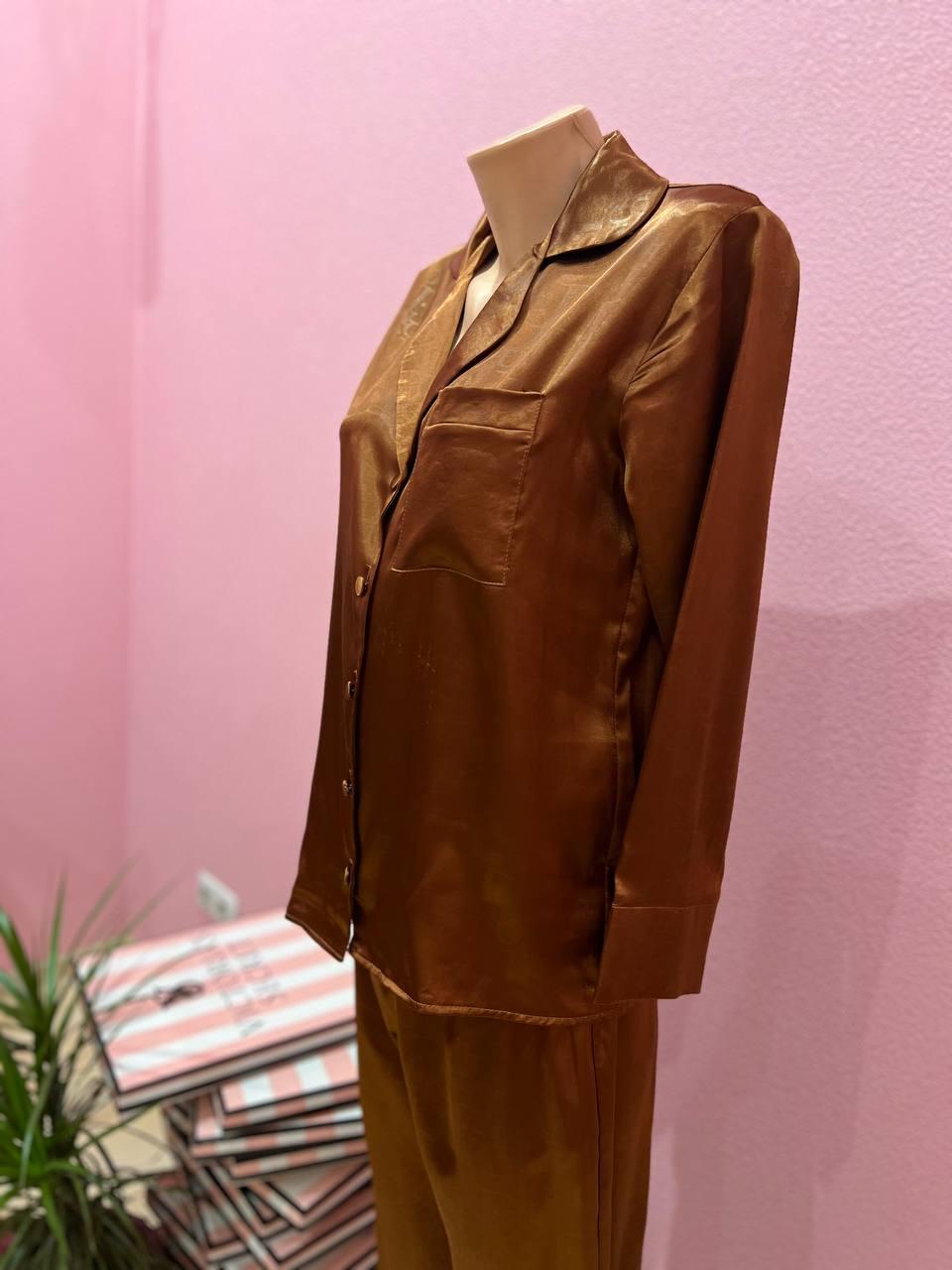 Шелковая пижама Dior (бронзовая) - фото 3 - id-p1724492996