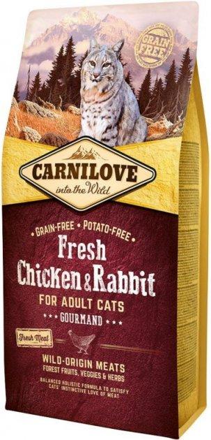Сухий корм для вибагливих котів Carnilove Fresh Chicken & Rabbit Gourmand (курка та кролик) 6 кг