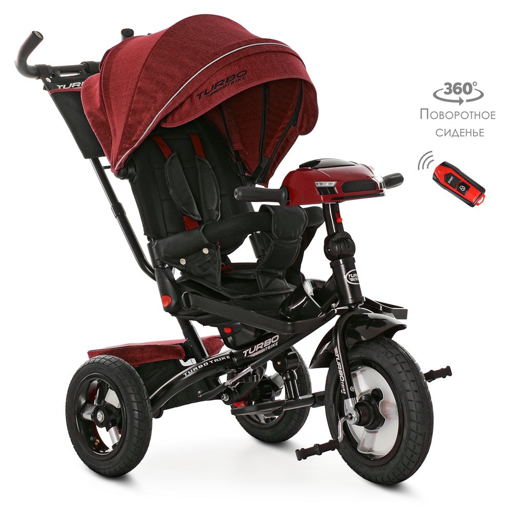 Велосипед детский трехколесный Turbo Trike M 4060HA-1L пульт, поворот. сиденье, usb, колеса надувные, красный - фото 1 - id-p1724517051