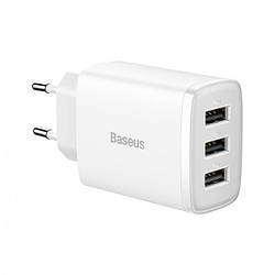 Мережевий зарядний пристрій Baseus Compact Charger 3 USB на 17W