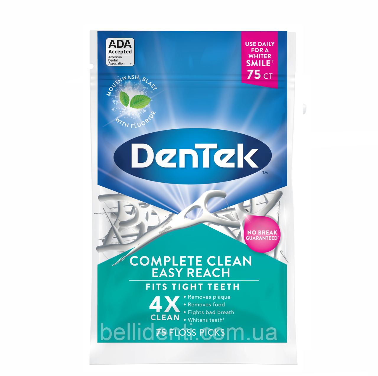 Флос-зубочистки DenTek Complete Clean Easy Reach для задніх зубів, 75 шт