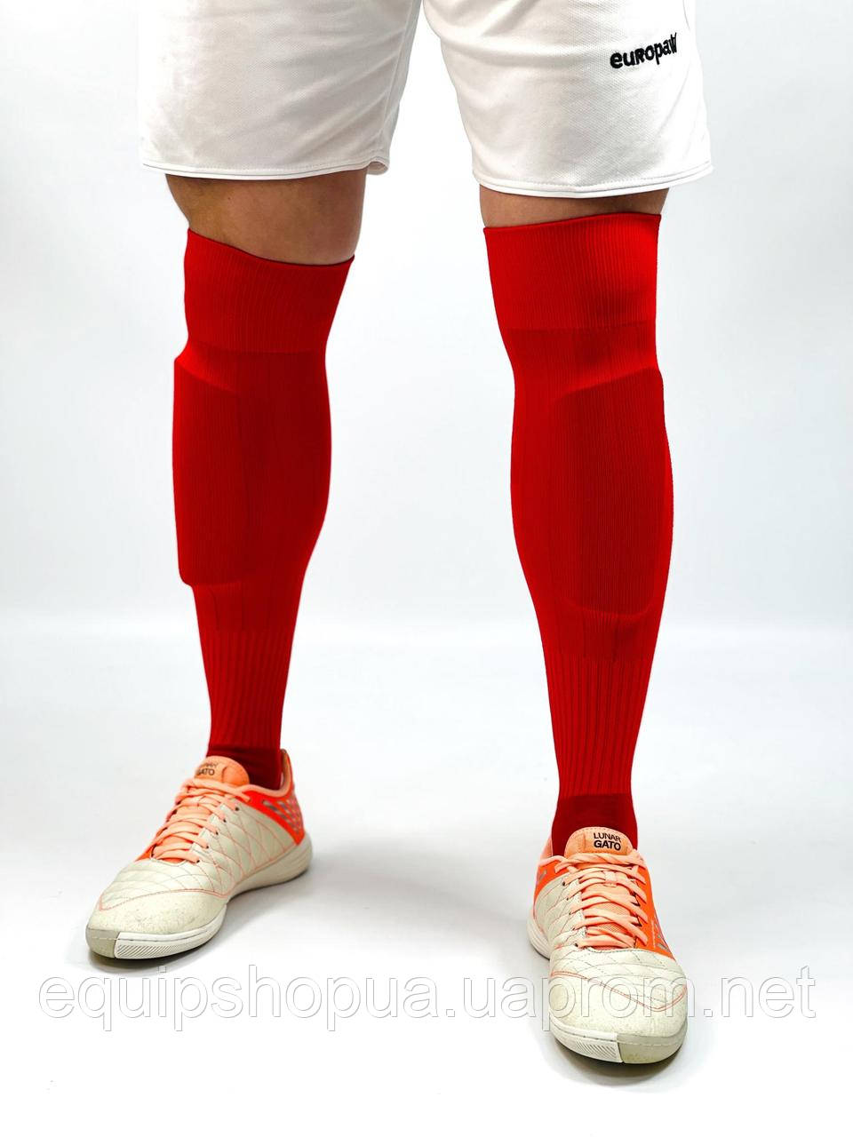 Гетри футбольні Europaw EP-001 червоні з трикотажним носком