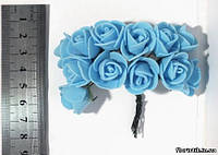 Роза из фуамирана на проволоке голубая
