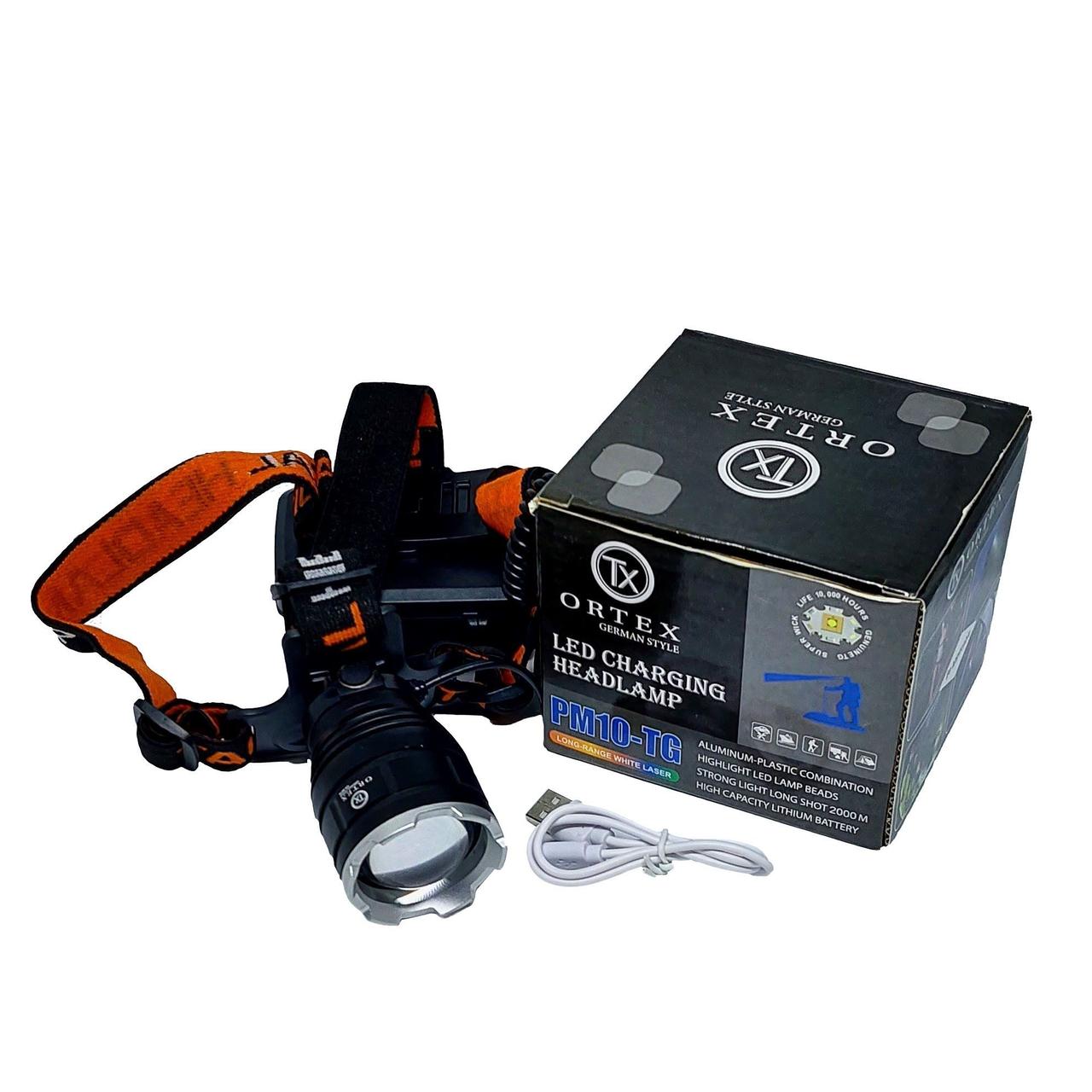Ліхтар на чоло світлодіодний ORTEX OX-8876 PM10-TG zoom стробоскоп