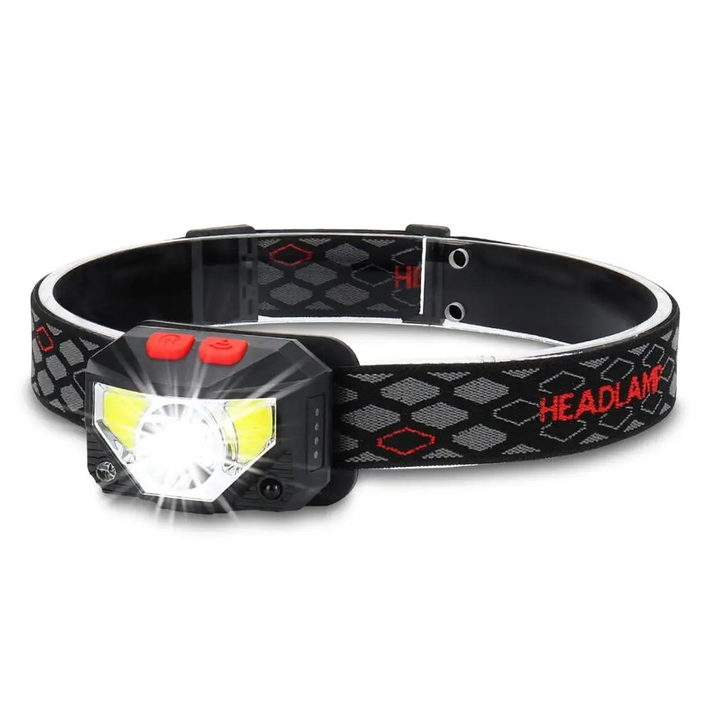 Потужний світлодіодний ліхтар налобний з червоним кольором і сенсором наближення 8 режимів, фото 1