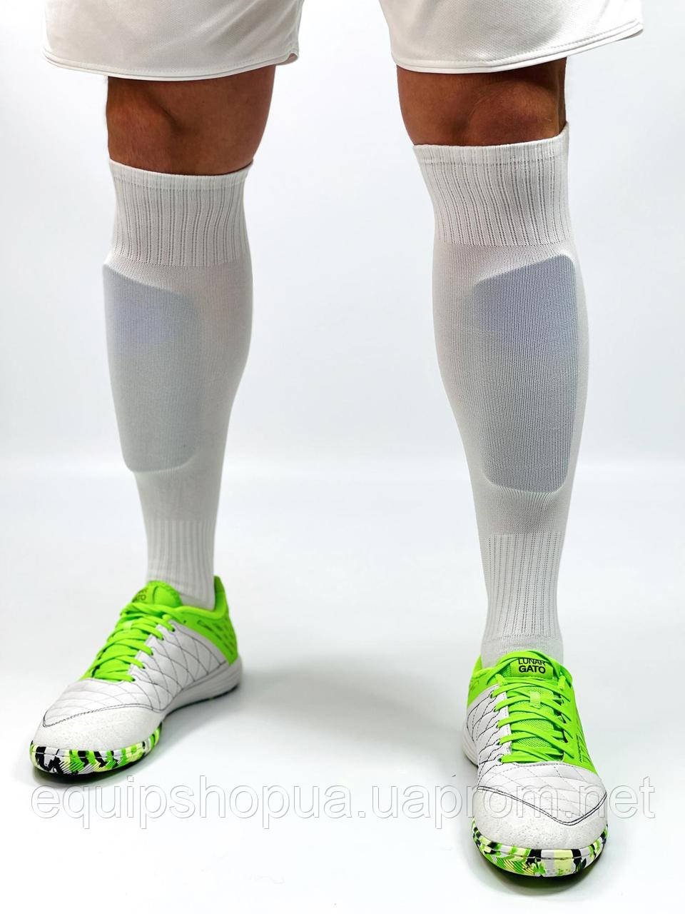 Гетри футбольні Europaw CTM-011 білі з трикотажним носком