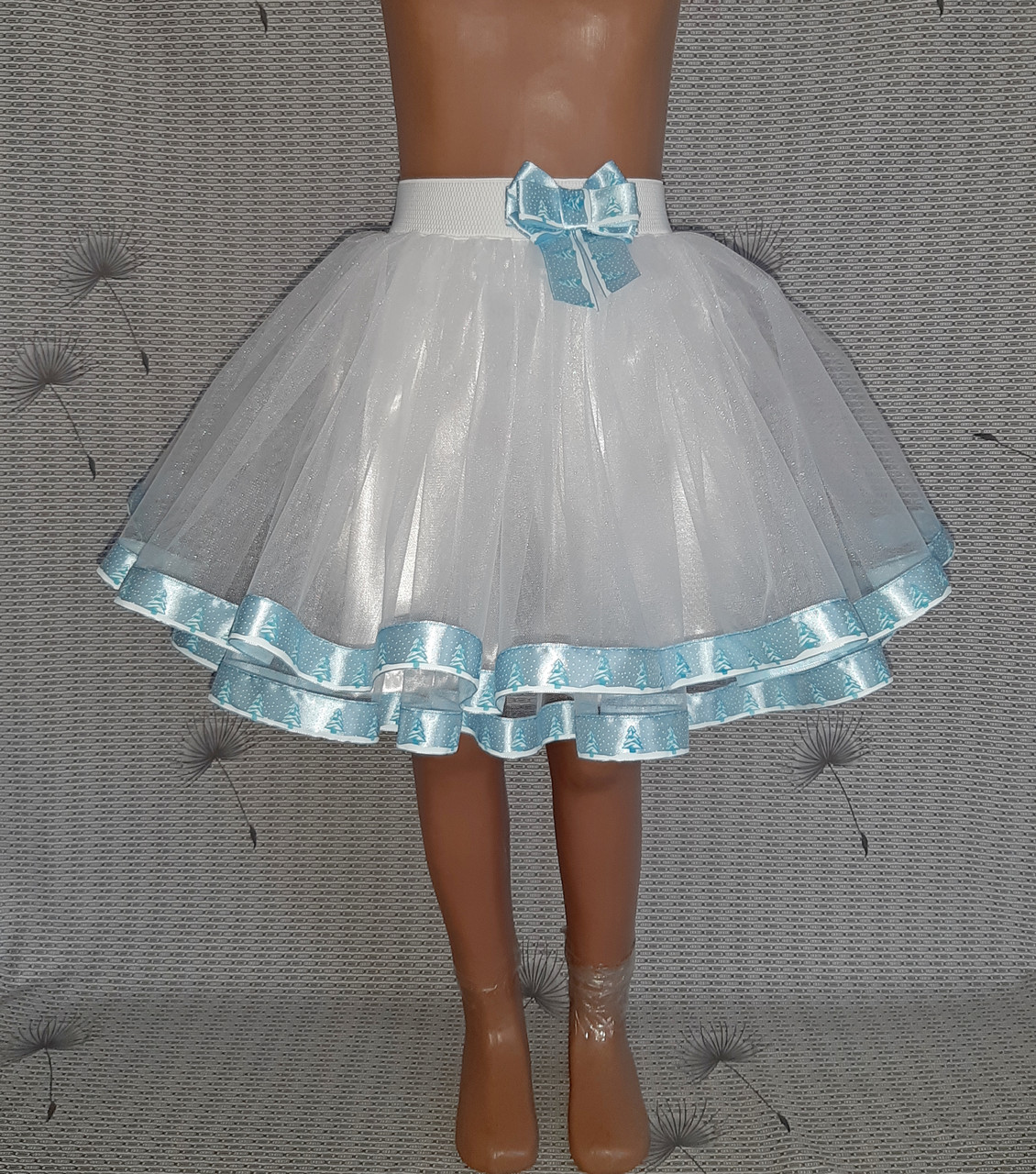 Дитяча спідничка на резинці в два шари фатину "Сніжинка", розмір 122-128