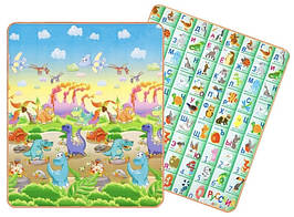 Дитячий двосторонній килимок 180×150×1 см "Алфавіт/Динозаври"