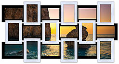 Дерев'яна мультирамка на 18 фото Історія 18, чорно-біла