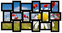 Дерев'яна мультирамка на 18 фото Історія 18, чорна