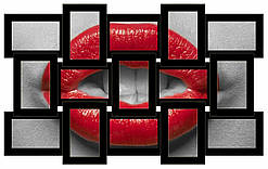 Дерев'яна мультирамка на 15 фото Історія15, чорна