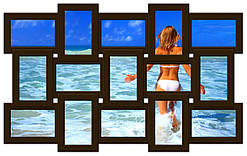 Дерев'яна мультирамка на 15 фото Історія 15, шоколад (венге)