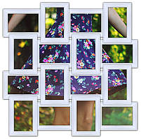 Дерев'яна мультирамка на 16 фото Класика 16, біла