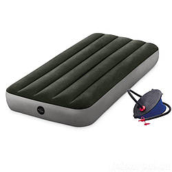 Надувний велюр матрац-ліжко одномісний з ножним насосом