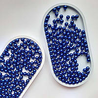 Бусины пластиковые, синие, круглые, 8 мм, 1 нить
