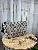 Женская сумка Gucci, серая с ремешком, кросс-боди