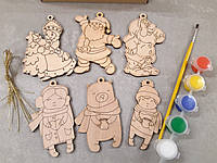 Набор для творчества, деревянные елочные игрушки-раскраски №2, 6шт./набор