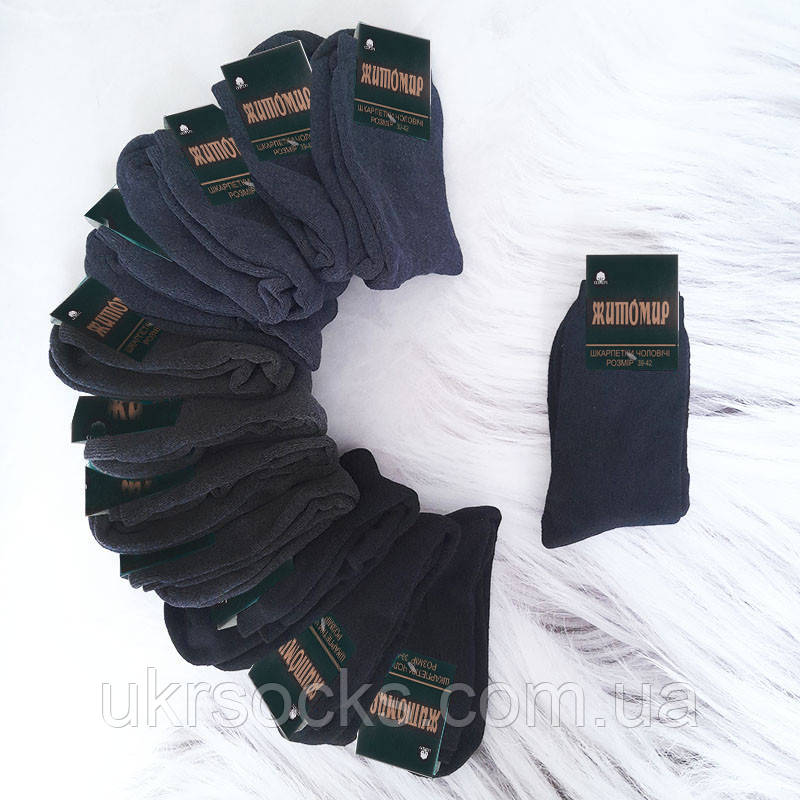 Чоловічі теплі шкарпетки Житомир махрові класика асорті 42-45 (27-29) | 12 пар